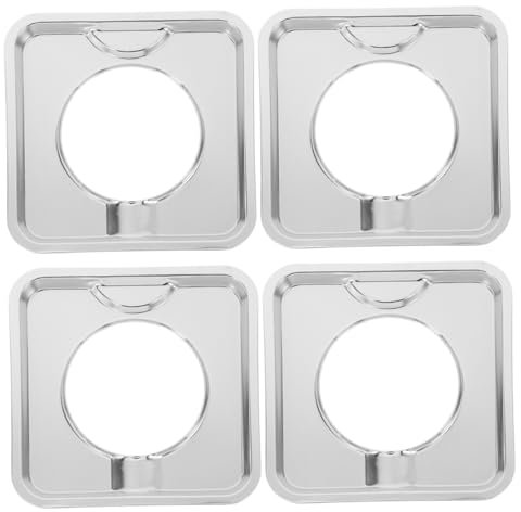 BUGUUYO 4pcs 19cm Square Gas Stove Drip Pans Removable Burner Oil Drip Tray Protectors for Gas Range Cooker Spill Catchers Replacement Stove Top Accessories