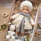 Aosrioylt Waldorfpuppe handgefertigt, handgemachte Waldorfpuppe, Vintage gehäkelte Puppe(36# ABA)