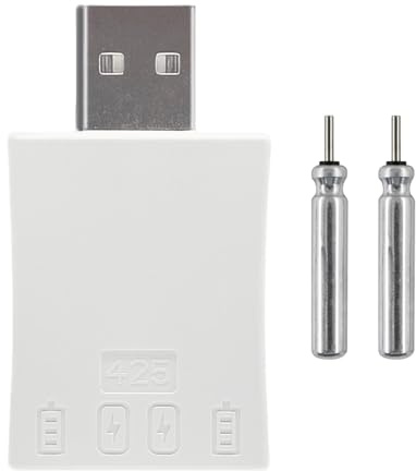 Yarteim Led Posen Angeln Batterie, 2 Stück LIR425 Aufladbar Akku mit Ladegerät, Wiederaufladbare LIR425 USB Angelposen Akku Schwimmer Batterie, Angeln Schwimmer LED Leuchtpose Angeln Zubehör