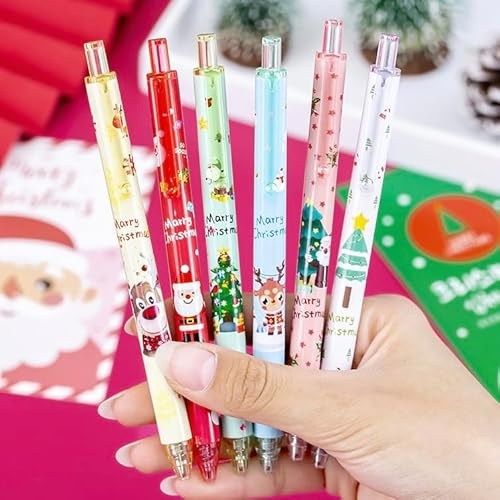 Weihnachten Kugelschreiber 12 Stück, Weihnachtsstifte Weihnachts Kleinigkeiten Mitgebsel Geschenke Stifte, 0.5mm Weihnachtskugelschreiber Schule Weihnachtsgeschenke Set für Studenten Kinder Kollegen