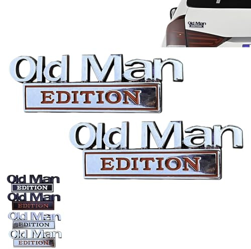 2 Stück Old Man Edition Autos Emblem, 3D Metall Auto Stoßstangenaufkleber, Old Man Edition Autos Außenembleme, Lustige 3D Metall Aufkleber, Typenschild Aufkleber Für AutoSeiten, LKW, Heckklappe(B)