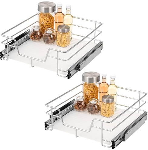 bremermann Teleskopschubladen 2er Set - 50 cm mit Einlegeboden, K�chenschublade zum Nachr�sten, Vollauszug mit Teleskop-Schienen, ideal f�r K�che, Bad & Schlafzimmer, aus Metall (Chrom)