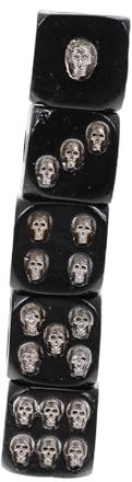 UKCOCO Lot de 5 Dés de Jeu Créatifs en Résine Robuste, 18 Mm, Forme de Têtes de Mort Argentées, Dés pour Halloween et Jeux de Société Adultes, Accessoires Festifs Originaux