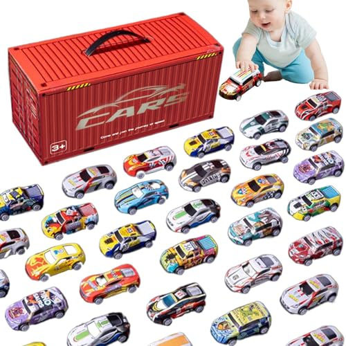 Spielzeugautos-Set für Kinder, Boxautos-Spielset,Rennmuster Kleinwagen | Box-Pull-Auto, Mini-Spielzeugautos für Kinder, Spielzeugautos für Kleinkinder, Rennfahrzeuge für , Container-Aufbewahrung