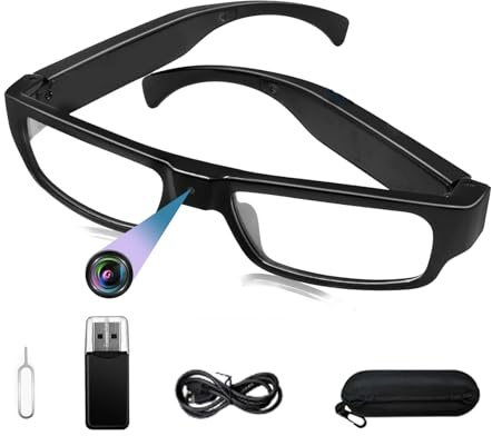 Telecamera Spia Occhiali HD1080P, Microcamera Spia Invisibile, Occhiali con Telecamera Nascosta Senza WiFi, Mini Videocamera Spia Portatile Foto e video Per attività al chiuso e all'aperto