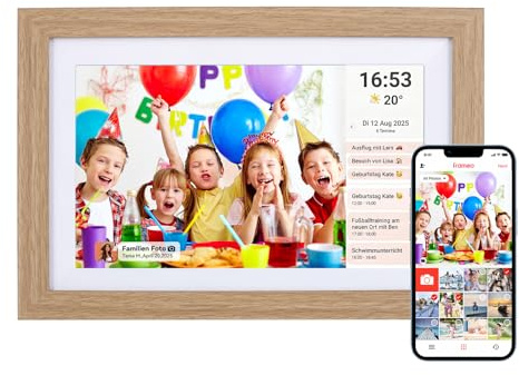 Cornice Digitale, Rollei Smart Frame WiFi 103 10,1 Pollici Frameo Portafoto Digitale 32GB IPS Touchscreen 1280x800 Condivisione di Foto e Video Legno di Quercia Cornice-Foto-Portafoto-Cornici-Digitali