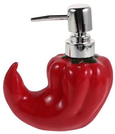 Artibetter Keramik Seifenspender in Chili Form mit Stabilem Sockel und Leicht zu Reinigender Oberfläche für Küche und Badezimmer in Rot