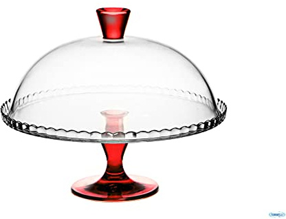 Pasabahce 95200 Alzata Patisserie con Coperchio, Rosso