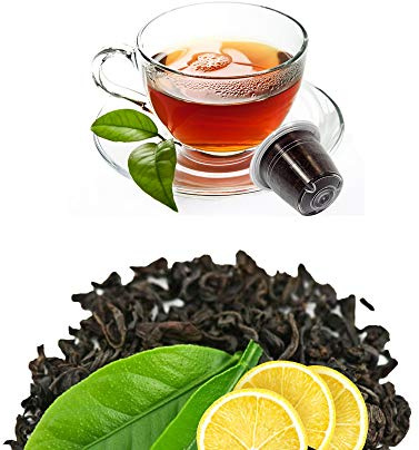 Tè Nero Naturale al Limone in Capsule Compatibili con Nespresso (50pz) The Nero dello Sri Lanka aromatizzato con Scorza di Limone, Prodotto Kickkick