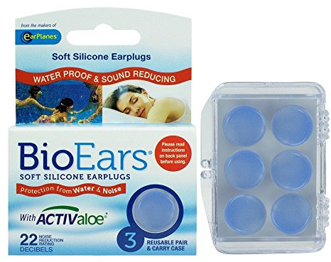 Bio Ears Soft Silicone EarPlugs Protection - 3 Pairs (2 Pks (6 Pairs), Light Blue)