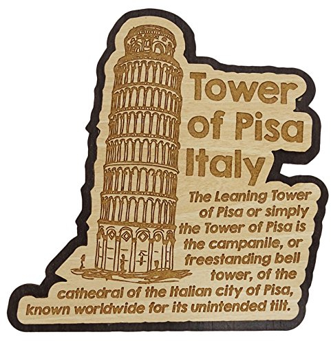 Printtoo Holzgravur Turm von Pisa Italien Kuehlschrankmagnet Souvenir Collectibles