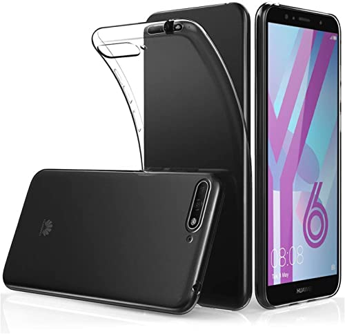 NEW'C Hülle für Huawei Y6 2018, [Ultra transparent Silikon Gel TPU Soft] Cover Case Schutzhülle Kratzfeste mit Schock Absorption und Anti Scratch kompatibel Huawei Y6 2018