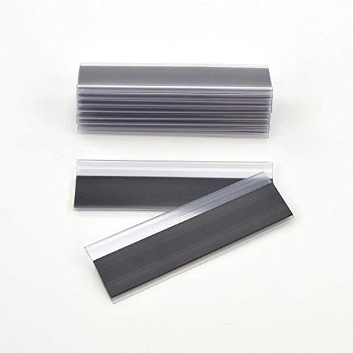 Magnetische Etikettenhalter für Einstecketiketten 200 mm Breit/Tickethalter/Etiketten Halter (62 mm Höhe, Transparent, 10 Stück)