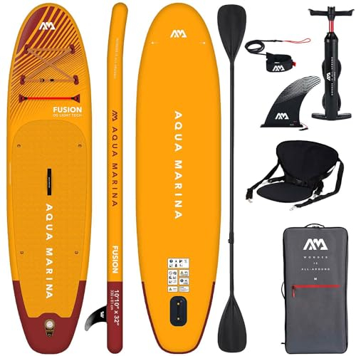 Aqua Marina Aufblasbar Sup Board Stand up Paddle AQUAMARINA Fusion Komplette Packung 330x81x15cm mit Kajak Sitz und Doppelpaddel