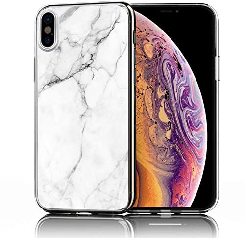 Verco Handyhülle für iPhone XS Case, Premium Muster Handy Cover für Apple iPhone X/XS Hülle weiches Flexibles TPU Case (5,8 Zoll), Marmor