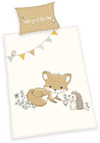 Herding babybest Bettwäsche-Set, Baumwolle, braun, 40 x 60 cm, 100 x 135 cm