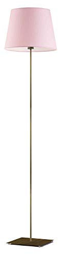 Lampadaire PALERMO - Abat-jour rose clair - Cadre doré vieilli