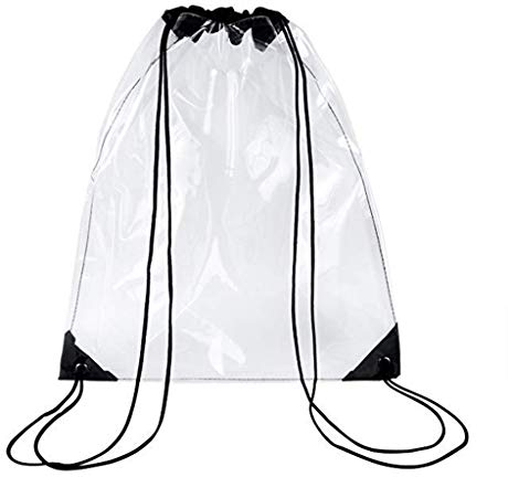 Mya Transparenter Rucksack mit Kordelzug, Schultasche, Turnbeutel