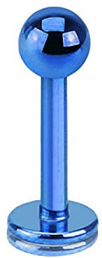Piercing Stab Stecker Lippenpiercing Ohrpiercing Labret Lippe Ohr Tragus Helix Platte Madonna Stud mit Kugel Innengewinde Klein 1,2mm x 6mm x 3mm Blau