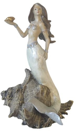Generisch groß Deko Figur Meerjungfrau auf Muschel maritim Dekoobjekt Skulptur Statue 1