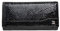Giudi ® Geldbörse Damen Leder Schwarz Groß Echtleder Schlangenoptik Animal Print Portemonnaie 18,5x9,7x2 cm (Schwarz)