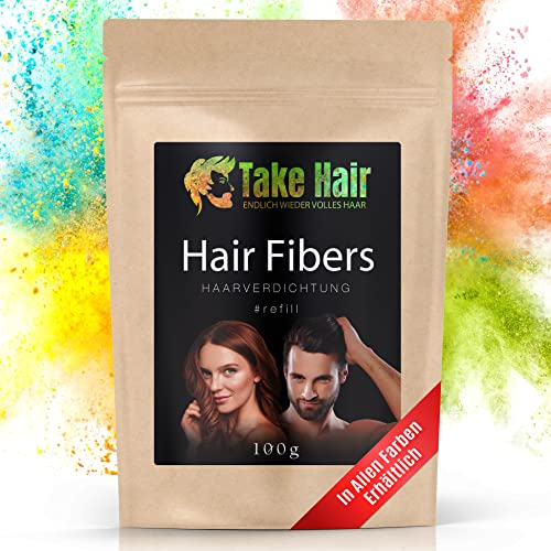 Take Hair Streuhaar Nachfüllbeutel 100g I Hält bei Regen und Wind I Für Männer und Frauen I Schütthaar zur Haarverdichtung I Hair Fibers Haarpuder Haarpulver Haarausfall (Streuhaar Rot)