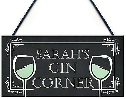 RED OCEAN Personalised Gin Corner Home Bar Signs Novelty Garden Signs Gin Gifts For Friend