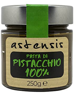 Astensis Pasta 100% di Pistacchio 250g - Crema di Pistacchio Ottenuta per Raffinazione a Pietra di Pistacchi Scelti, Senza l'Aggiunta di Prodotti Estranei ai Pistacchi Stessi