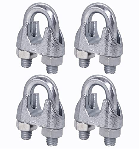 (Pack of 4 pcs) Wire Rope Clamps M12, Cable Clips, DIN 741, Steel Clamp For Ø 16 mm Wire Rope, U Bolt Saddle (4 pcs, M12 for Ø 16 mm)
