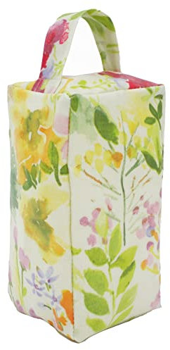 Fabric Door Stop, Tall Decorative Oilcloth Door Stopper for Outdoor, Indoor, Patio, Kitchen, Bedroom Use - 20cm/8in Tall Fabric Door Stop - Unfilled (Floral Watercolours)