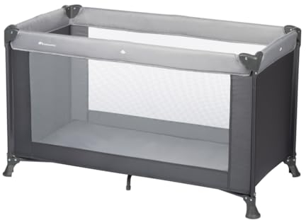 BEBE CONFORT Soft Dreams Baby Reisebett 0-3 Jahre (0-15 kg) Leichtes Baby Reisebett Holzfaser & Schaumstoff Matratze (60 x 120 cm) Tragetasche Kompakter Regenschirm Faltung Full Gray