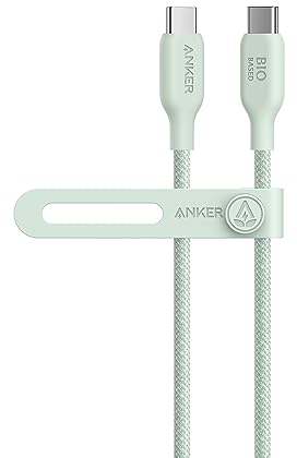 Anker 543 USB C to USB C Cable (240W, 3ft), USB 2.0 Bio-braided Charging Cable for MacBook Pro 2020, iPad Pro 2020, iPad Air 4, Samsung Galaxy S22, and More (Natural Green)
