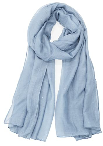 Van Der Rich ® - Pailletten Schal Weiches Halstuch - Damen (Hellblau, One Size)
