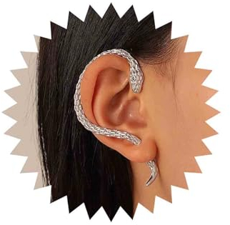 Yienate Gothic Schlange Ohrmanschette Wrap Ohrring Silber Tiere Krabbler Kletterer Schlange Ohrstecker Punk Schlange Ohr Jacke Piercing Wrap Ohrring Schlange Hängende Rechts Ohrringe Für Frauen