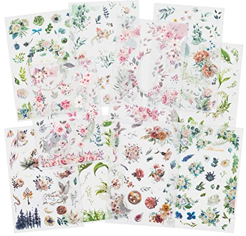 10 Blätter Transferaufkleber einreiben Sammelalbum Aufkleber Blumenaufkleber Dekorationsplaner Aufkleber Pflanzenaufkleber für Scrapbooking Tagebuch Album Bullet Journals DIY Arts and Crafts (Heaven)