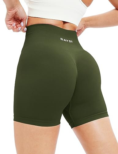 BAYDI Radlerhose Damen Booty Scrunch Shorts Blickdicht Kurze Sporthose Push Up Butt Gym Fitness