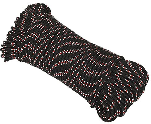ZEYUAN Bootsseil Schwarz 5 mm 50 m Polypropylen, Ankerleine, Boot Fenderleine, Festmacherleine, Tauwerk, Kletterseil, Schaukelseile, Wurfleine, Schwimmleine