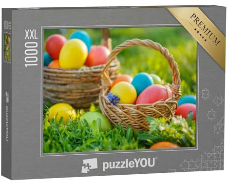 Puzzle 1000 Teile XXL „Frohe Ostern! Bunte Ostereier in Körbchen“ – aus der Puzzle-Kollektion Festtage