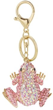 DTSFHTDAL 1 x Frosch-Schlüsselanhänger, Metall, Strass, Schlüsselanhänger, Frosch, Schlüsselanhänger für Autoschlüssel, Geldbörsen, Rucksäcke, Pink, NO