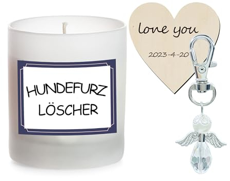 Hundebesitzer Geschenk Duftkerze Geburtstag Schutzengel Schlüsselanhänger für Hundebesitzer als Geschenk Hundehalter u. Hundeliebhaber Hundefurz Löscher Geschenk für Männer | Geschenk für Freund