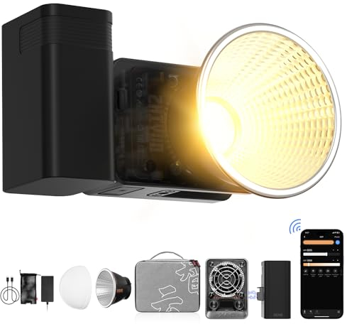 ZHIYUN Videolicht Molus X60 Combo [Official] 60W mit 2550mAh Akku, Bi-Color COB LED Videoleuchte, Video/Foto Kamera Licht mit 2680 Lux/ 2700~6500K/ CRI 95+/ TLCI 97+/ Bluetooth/ 9 Effekte, 313g