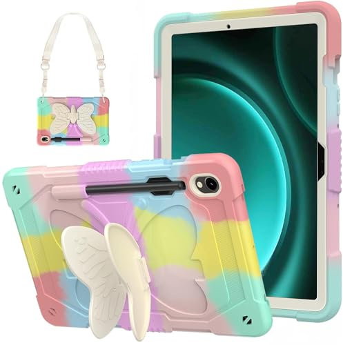 DreamerX Funda para Samsung Galaxy Tab S10 Lite/S10 FE/S9 FE 5G de 10.9 pulgadas/S9 de 11 pulgadas, bonita funda de silicona para niños y niñas, diseño de dibujos animados, color rosa