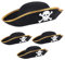 Relaxdays Piratenhut, 4er Set, Polyester, bis ca. 58 cm Kopfumfang, Dreispitz Hut Piratenkostüm, Piratenmütze, schwarz, 33 cm