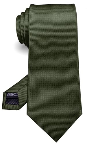 JEMYGINS 3.15 Olive Green Tie Wedding Business Silk Necktie for Men (8cm)