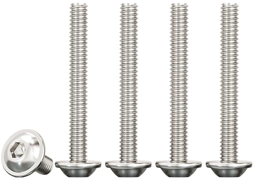 Drenky Flanged Button Head Screws & Bolts M4 X 40mm Pan Head Stainless Steel Hexagon Socket, Rustproof (Pack of 50)