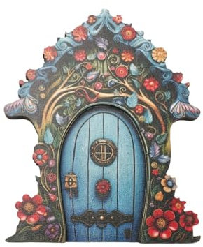 Fukamou Fairy Garden Door, Creative Wooden Fairy Garden Miniature Door, Tree Stump Decorations, Door Decoration, Fairy Garden Accessories for Pathway