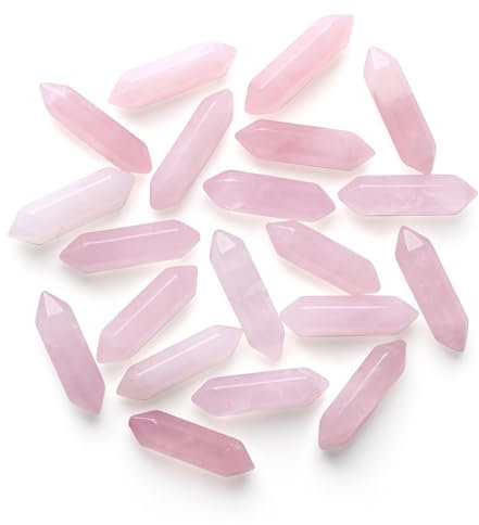 GUJOXILA 10pcs Rosenquarz Heilkristalle Stein Stab Edelsteine Sets Sechseckige Kristall Säule Bulk Hexagonal Punkt Turm Reiki Meditation Spirituelle Chakra Schutz Energieausgleich