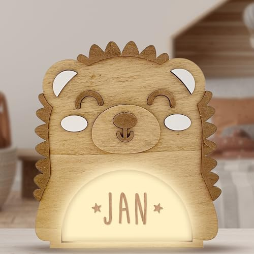 WONDEE Vintiun personalisiertes Geschenk für Babys zur Geburt, [4 Modelle] Lampe Nachtlicht für Baby und Kinder, personalisierbar, Igel, Nachttischlampe, Schlafzimmer, LED, Dekoration für Babyzimmer,