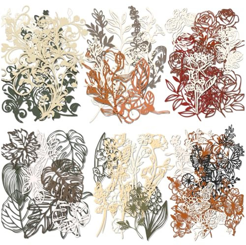 Kraeoke 60 Stück Scrapbook Zubehör Set Spitzenblumen Vintage Papier Bullet Journal Accessoires Scrapbooking Zubehör für Fotoalbum und Kalender