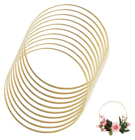 Bieiyhe 10 Stück Metallringe zum Basteln 15cm Gold Traumfänger Ringe Klein Makramee Ringe Deko Metall Bastelringe Drahtringe zum Basteln Dekoringe zum Hängen Reifen Deko Blumen für Hochzeitskranz